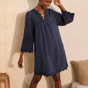 Boden Erin Cotton Broderie Dress Eyelet Lace Navy Blue Size 4 New NWT